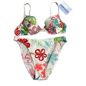 Banana Moon Size Small Bright Multi Color Floral Print Bikini Set. New With Tags